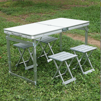 Table pliante à tréteaux, prix de gros, blanche, en PEHD moulé par soufflage, pliable en deux, pour jardin, fête, buffet, table de repas portable d'extérieur