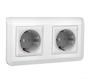 factory customize Europe standard electric double 2 pin grounding schuko socket outlet waterproof