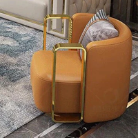 Fauteuil de salon moderne en tissu, fauteuil pivotant en velours avec cadre en métal doré de luxe pour ensemble de meubles de salon