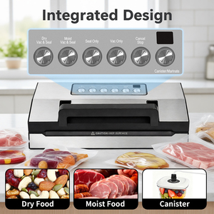 Machine de mise sous vide alimentaire OEM professionnelle, Scelleuse sous vide alimentaire <span class=keywords><strong>Pro</strong></span> à double soudure thermique, Poignée Easy-Lock, Coupe-sac intégré et Rangement des sacs - Product Image 4