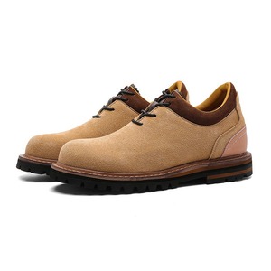 Vintage workwear style thick-<b>soled</b> trendy leather shoes men suitable business wear low-top <b>boots</b> height-increasing hiking shoes - Product Image 5
