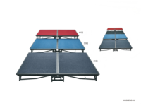 Scène modulaire en aluminium pliable avec roues universelles, hauteur réglable, portable, utilisation intérieure/extérieure, capacité de charge de 1000 kg