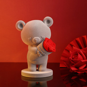 Behanmei Nuevo Regalo de Boda para Parejas, Ramo de Osos de Resina Flocada de Alta Calidad, Adornos para Propuesta de Matrimonio y Compromiso, China - Product Image 1