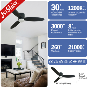 1stshine Ventilateur de plafond 52 pouces Smart Dimmable Light 6-speed DC Motor Ventilateur de plafond avec télécommande - Product Image 3