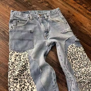 Pantalones vaqueros <span class=keywords><strong>holgados</strong></span> para hombre con acabado de pepinillo roto de lona dañada de gran tamaño de alta calidad en estilo Hip Hop de calle Vintage - Product Image 5