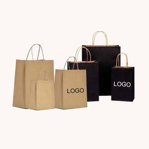 Sacs en papier personnalisés à bas prix avec logo imprimé, recyclables, pour vêtements, chaussures, cadeaux, restauration rapide, emballages à emporter, avec poignées - Product Image 1