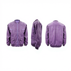 Custom Manufacturer's Heavyweight Soft PU Leather Jacket for <strong>Men</strong> Casual Style <strong>Purple</strong> Outdoor Color Zip-up Design - Product Image 1