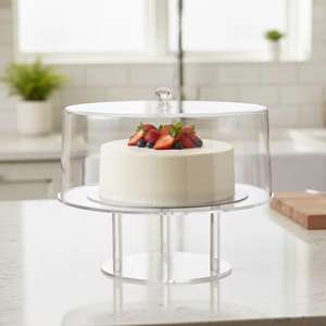 Yuvarlak Şeffaf Akrilik Servis Kek Kutusu <span class=keywords><strong>Stand</strong></span>ı, Kapaklı, Ev Dekorasyonu, Düğün, Doğum Günü Partisi İçin - Product Image 2