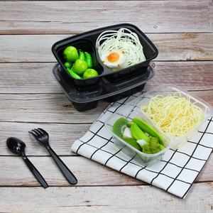 กล่องใส่อาหารแบบใช้แล้วทิ้ง 2 ช่อง สีดำ ผลิตจากพลาสติก PP เกรดอาหาร ย่อยสลายได้ เป็นมิตรกับสิ่งแวดล้อม ป้องกันการรั่วซึม เหมาะสำหรับใส่ก๋วยเตี๋ยว - Product Image 5