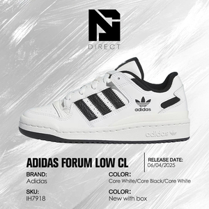 รองเท้าสเก็ตบอร์ด Adidas Forum Low CL J 'สีขาวดำ' หนังลายทาง แบบผูกเชือก หัวกลม สไตล์รองเท้าเดิน - Product Image 6