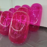 Colonne Elliptique Gonflable Translucide Rose Poudré pour Fête d'Anniversaire, Décoration Publicitaire pour Boutique Éphémère