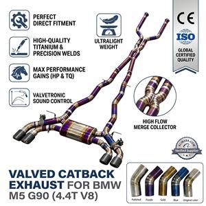 ท่อไอเสียแบบ Catback รุ่น Vortex Purple Titanium พร้อมวาล์วควบคุม และปลายท่อคาร์บอนแบบ Quad สำหรับ BMW M5 G90 4.4T V8 ปี 2025 ชุดอุปกรณ์เพิ่มสมรรถนะแบบ Bolt-On - Product Image 1