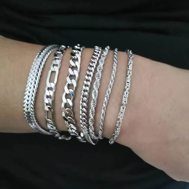 Bracelets de bijoux fins personnalisés avec logo bracelets en argent 925 massif chaîne italienne bracelet à breloques italien pour hommes femmes