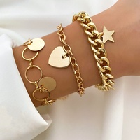 Браслет Cenda Punk Heart Pearl Alloy Roses Cuban Chain Butterfly Charm для женщин, оптовая продажа ювелирных изделий