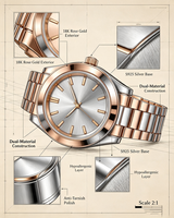 Montre personnalisée en or 18 carats, luxe léger |   Montre de luxe personnalisée OEM avec pierres précieuses en moissanite couleur diamant