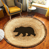 Tapis sur mesure en velours cristal doux et lavable, à motif animalier et grain de bois rustique, avec envers en caoutchouc TPR, pour salon et chambre à coucher