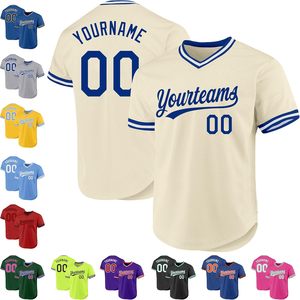 Maillots de baseball rétro personnalisés à col en V en maille large pour hommes, vierges, avec texte brodé, style rétro décontracté - Product Image 2