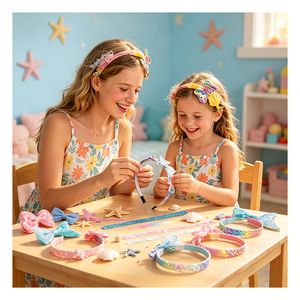 Kit d'accessoires pour cheveux d'enfants : Couronne de sirène, fleurs en strass, breloques, boîte cadeau créative pour loisirs créatifs, ensemble de jouets - Product Image 4