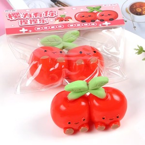 Jouet Squishy Cerise Rouge Kawaii - 6cm, Anti-stress Adhésif, Cadeau Créatif pour Enfants et Adultes, Vente en Gros de Squishies Fruits - Product Image 3