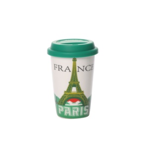 Collection City <span class=keywords><strong>Paris</strong></span> Architecture Souvenir Tour Eiffel Française Tasse à café <span class=keywords><strong>en</strong></span> porcelaine fine réutilisable avec couvercle et poignée - Product Image 1