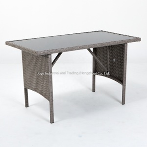 Leisure Furniture Garden Set Outdoor <b>Dining</b> Set Steel <b>Rattan</b> Rectangular <b>Table</b> With Ottoman - Product Image 6