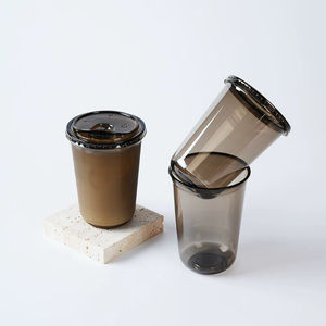 Gobelets à café personnalisés avec logo, jetables, transparents, noirs, pour boissons froides, gobelets en PET pour thé à bulles, gobelets en <span class=keywords><strong>plastique</strong></span> en forme de U avec couvercles à bec - Product Image 6