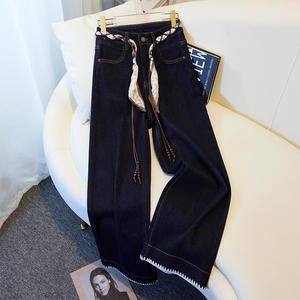 Pantalon en jean vintage décontracté <span class=keywords><strong>taille</strong></span> <span class=keywords><strong>haute</strong></span> coupe ample pour femme, style <span class=keywords><strong>cigarette</strong></span> coupe droite longueur cheville 'Granny Jean' - Product Image 1