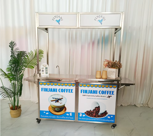 Carrito de Bebidas Plegable de Acero Inoxidable de 4 Ruedas Personalizado con Sistema de Agua para Negocios Ambulantes de Dulces y Comida Rápida, Ajustable - Product Image 3