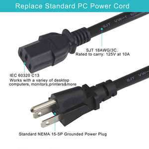 Heavy Duty PVC Jacket NEMA 5-15P to C13 Power Cord US Approved 10A 125V Power <b>Cable</b> for Industrial Computer Monitor <b>Printer</b> - Product Image 4