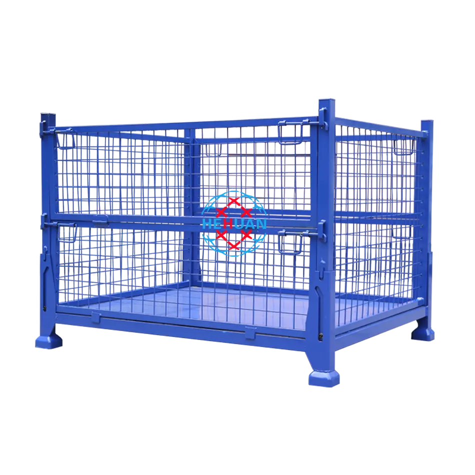 Folding Stackable Parts Box Wire Mesh Pallet Container Metal Pallet Wire Storage Cage