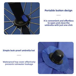 Sombrilla Moderna Grande para Exteriores, Retráctil, Plegable, Publicitaria, de Oxford, Manual, Resistente al Viento, para Puesto de Playa, con Revestimiento Negro - Product Image 3