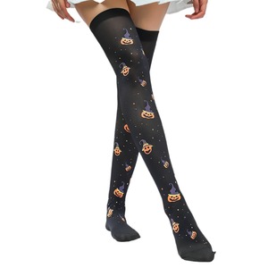 Calcetines hasta la rodilla de Halloween con estampado de calabaza, araña y sombrero de bruja, accesorios de disfraz para mujer, calcetines hasta la rodilla - Product Image 5