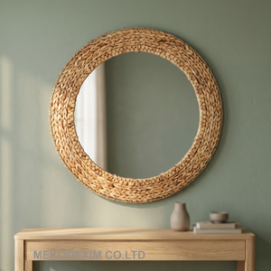 Espejo de Pared Redondo Mekocraft RM92 Art Deco, Tejido con Jacinto de Agua, Sin Electricidad, para Aniversario, Vietnam - Product Image 3