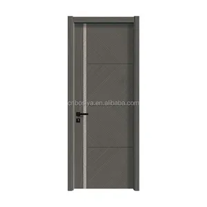 Puerta de madera maciza china de estilo moderno, puertas de dormitorio de madera para interiores, puerta de pintura utilizada para hoteles escolares