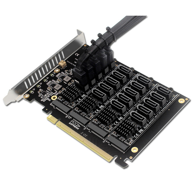 PCIEX16 NVME M.2 RAID array expansion to SATA 20-port adapter card JMB585 chip
