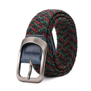Venta al por mayor personalizado tejido Web cinturón Unisex algodón tela Golf cinturón ajustable mujeres hombres estiramiento elástico trenzado cinturón