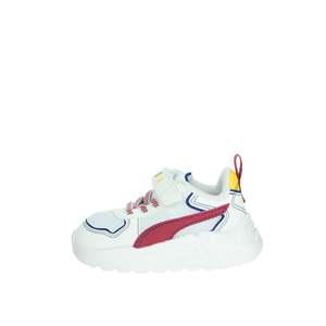Puma Kids Sneakers Chaussures de sport en maille blanches, rouges et bleues pour garçons et filles - Product Image 1