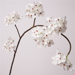 Nuovo arrivo di alta qualità 6 teste artificiali fiori di ciliegio rami di seta rosa rosa <span class=keywords><strong>fiore</strong></span> di primavera per la decorazione del giardino di nozze - Product Image 4