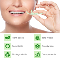 Fil dentaire double fil biodégradable à 100 %, saveur menthe fraîche, emballage OEM ODM, faible MOQ