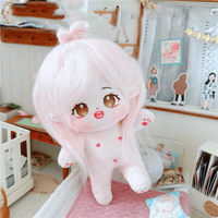 Idol de cheveux en soie rose clair de 20 cm, en coton pour fille avec Style de cheveux modifiable, squelette intérieur en PVC pouvant être personnalisé