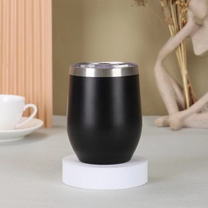 Gobelet à vin isotherme QX promotionnel 12oz en acier inoxydable à double paroi, revêtement poudré écologique, avec couvercle 304, idéal pour cadeau, utilisation extérieure, chaud/froid - Product Image 3