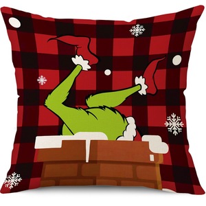 2023 decorazione natalizia <span class=keywords><strong>Grinch</strong></span> 100% fodera per cuscino in poliestere 45*45 federa per la vigilia di natale - Product Image 5