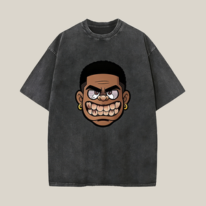 T-shirt Homme 100% Coton 300G Lavé Motif Vintage Décontracté Respirant Anti-boulochage Cadeau Festival – Stock US - Product Image 1