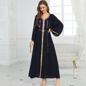 Robe de soirée Style bohémien, Kaftan, tenue de voyage, Pure et douce, Abaya, avec ceinture, chaîne, Jalabiya, Orange, 2022