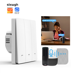 Sixwgh UK/EU cho tuya wifi thông minh tường chuyển đổi CE ROHS chứng nhận Nhà thiết bị 3-cách chuyển đổi không có dây trung tính yêu cầu điều khiển bằng giọng nói - Product Image 1