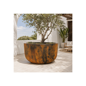 Pot de fleurs rond élégant en fibre de verre pour la maison, le jardin, la terrasse, le balcon, grand récipient décoratif pour fleurs, prix de gros, extérieur - Product Image 1