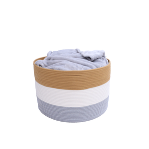 Panier Fabricant gros coton tissé Multicolore naturel Chanvre corde plante paniers de rangement de blanchisserie - Product Image 6