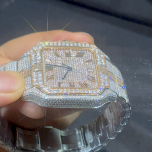 Reloj de Diamantes Moissanite de Lujo de la Mejor Calidad, Diseño Completamente Cubierto de Diamantes, Correa de Acero Inoxidable, 100% Pasa la Prueba del Diamante, Venta al Por Mayor de Fábrica - Product Image 3