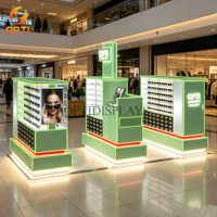 Vitrine d'exposition de lunettes de soleil en bois pour centre commercial, kiosque d'exposition de lunettes avec éclairage LED intégré
