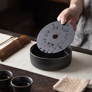 Chinese Retro Ceramic <b>Tea</b> Tray Round Heat Resistant Kung Fu <b>Tea</b> <b>Set</b> Home Use Teapot Nurturing Stand - Product Image 3